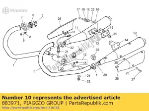Piaggio Group 883971 lh silenciador - Lado inferior