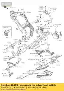 kawasaki 460750097 asa de mano para pasajero dúo, negro, izquierda - Parte inferior