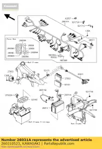 Kawasaki 260310523 cablaggio, principale - Il fondo