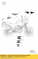 T2402575, Triumph, calcomanía tanque de combustible triumph tiger 955i 124106 > 198874 955 2002 2003 2004, Nuevo