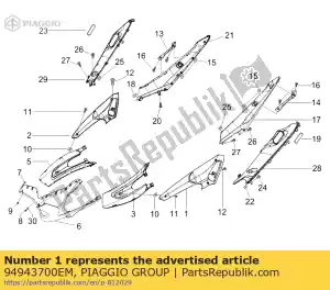 Piaggio Group 94943700EM lh side cover - Bottom side