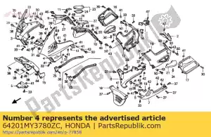 Honda 64201MY3780ZC conjunto de capucha, l. superior (wl) * - Lado inferior