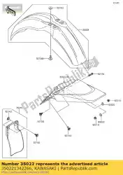 fender-comp-rear, b. White klx11 van Kawasaki, met onderdeel nummer 350221342266, bestel je hier online: