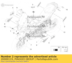 Aprilia 2H000119, Nalepka na lew? owiewk? tyln? ?caponord?, OEM: Aprilia 2H000119