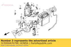 batterij, ytx14-bs van Honda, met onderdeel nummer 31500HA7678P, bestel je hier online: