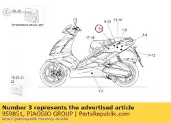 Here you can order the rh rear fairing dec. From Piaggio Group, with part number 859851: