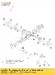 ktm 61033011000 polia 1. engrenagem 05 - Lado inferior