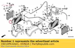 Ici, vous pouvez commander le radiateur comp., r. Auprès de Honda , avec le numéro de pièce 19010MCAA61: