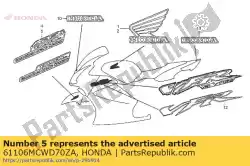 Aquí puede pedir marca, l. Fr. Guardabarros * tipo de Honda , con el número de pieza 61106MCWD70ZA: