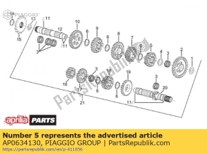 aprilia AP0634130 gear z=21 - Bottom side