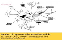 Aquí puede pedir marca, hrc (110 mm) * tipo1 * de Honda , con el número de pieza 86775MGPD20ZA: