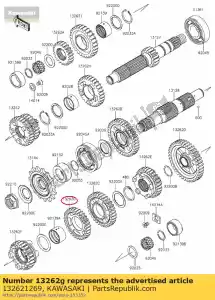 kawasaki 132621269 gear,output 4th,30t er650hhf - Bottom side