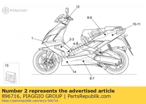 aprilia 896716 carenado delantero derecho dec. carreras - Lado inferior