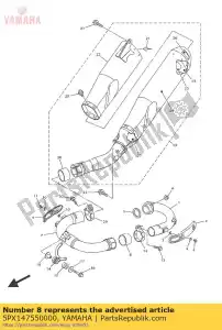 yamaha 5PX147550000 pakking, geluiddemper - Onderkant