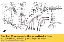 Ici, vous pouvez commander le garde, extrémité de poignée auprès de Honda , avec le numéro de pièce 53167958680: