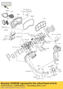 Kawasaki 920930624 zegel, motorkap, rechts - Onderkant