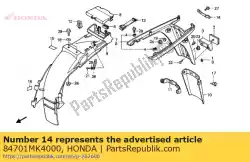 Here you can order the brkt,number plate from Honda, with part number 84701MK4000: