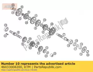 ktm 46033008200 glijdend tandwiel 3e / 4e g. 65s02 - Onderkant