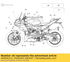 aprilia 2H004312 decalco tuono sx carena laterale - La partie au fond