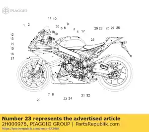 Piaggio Group 2H000978 rh lower fairing decal aprilia racing - Bottom side