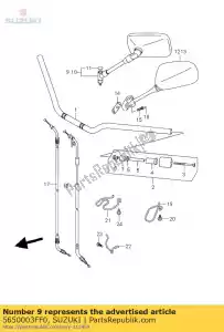 Suzuki 5650003FF0 espelho assy, ??rea - Lado inferior