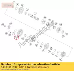 Qui puoi ordinare ingranaggio folle 1. G 28z da KTM , con numero parte 54833011100: