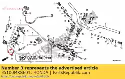 Aquí puede pedir interruptor conjunto peine y cerradura de Honda , con el número de pieza 35100MKSE01: