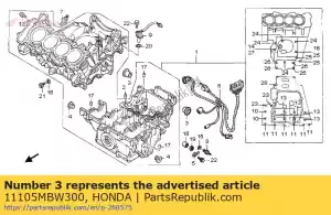 honda 11105MBW300 kraag, motorhanger - Onderkant