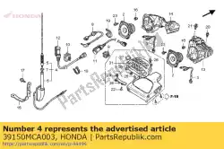 Ici, vous pouvez commander le antenne assy., radio auprès de Honda , avec le numéro de pièce 39150MCA003: