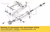 43431MEG640, Honda, Arm, rr. remstopper honda vt shadow ca spirit c2  s c2s c cs black c2b vt750c vt750ca vt750c2 vt750c2b 750 , Nieuw