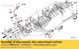 honda 15311HN8000 tubería a, aceite - Lado inferior