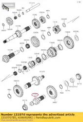 Here you can order the 01 shaft,4th,13t from Kawasaki, with part number 131070785: