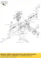 33001063646R, Kawasaki, Arm-comp-swing, m.f.s.bla kawasaki ninja h2r  p h2 n 1000 , Nieuw