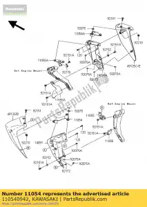 kawasaki 110540942 soporte, cubierta, lh zr750l7f - Lado inferior