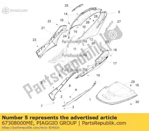 Piaggio Group 67308000ME cubierta del alerón derecho - Lado inferior