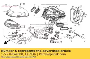 Honda 17221MBW000 caja, filtro de aire - Lado inferior