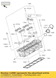 kawasaki 110080837 cabeça-comp-cilindro zx1000lef - Lado inferior