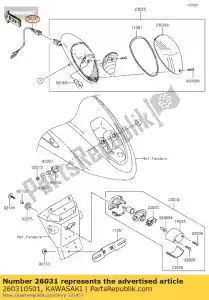 kawasaki 260310501 arnês, lâmpada traseira vn900c7f - Lado inferior