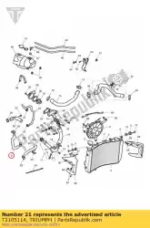 Here you can order the hose, coolant, he to rad from Triumph, with part number T2105114:
