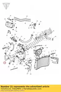 triumph T2105114 hose, coolant, he to rad - Bottom side