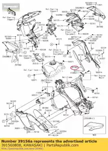 Kawasaki 391560808 almofada, tampa lateral, direita - Lado inferior