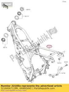 kawasaki 32160067118R frame-comp, main, f.s.blac kx85c - Lado inferior