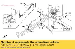 Here you can order the pipe b, rr. Brake from Honda, with part number 43312MCT910: