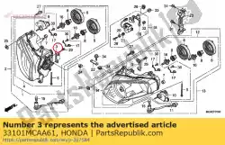 Ici, vous pouvez commander le assiette auprès de Honda , avec le numéro de pièce 33101MCAA61: