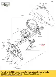 Kawasaki 230161186 lâmpada-montagem - Lado inferior