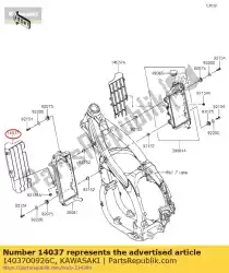 scherm, lh, ebbenhout klx450aaf van Kawasaki, met onderdeel nummer 1403700926C, bestel je hier online: