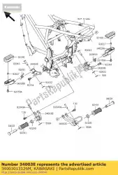 Ici, vous pouvez commander le support-étape, rh, f. M. Gray klx125 auprès de Kawasaki , avec le numéro de pièce 34003013126M: