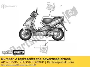 Piaggio Group AP8267596 conjunto de calcomanías del cuerpo trasero - Lado inferior