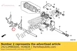 Aqui você pode pedir o garfo, câmbio de marcha central em Honda , com o número da peça 24212MBG000: