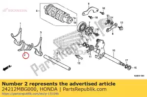 Honda 24212MBG000 garfo, câmbio de marcha central - Lado inferior